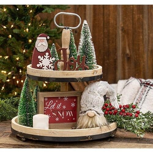 Distressed Wood and Metal Two-Tiered Tray - Home Treasures Co