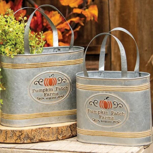 Pumpkin Patch Farms Galvanized Totes, Set Of 2 - Home Treasures Co