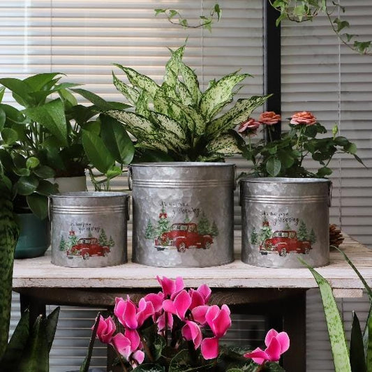 Vintage Galvanized Metal Buckets - Set of 3 - Home Treasures Co