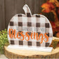 Be Thankful for Your Blessings Buffalo Check Pumpkin on Base - Home Treasures Co