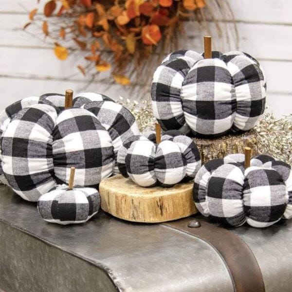Black & White Buffalo Check Stuffed Pumpkin - Home Treasures Co