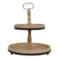Distressed Wood and Metal Two-Tiered Tray - Home Treasures Co