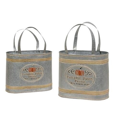 Pumpkin Patch Farms Galvanized Totes, Set Of 2 - Home Treasures Co